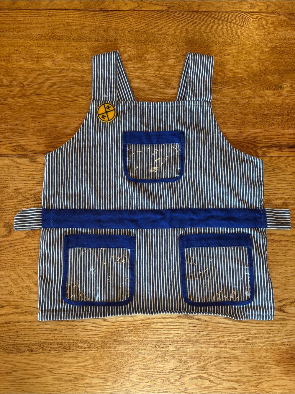 Melissa & Doug Train Engineer Costume Apron Vest Smock Striped Size 3-6 Years